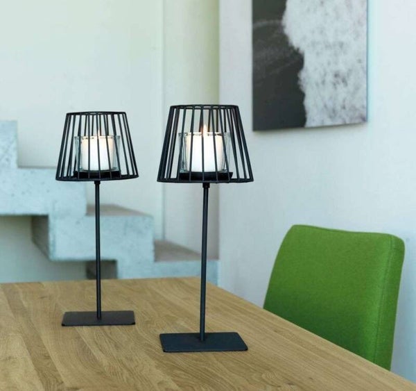 Windlicht Rondo - Zwart Metalen staander inclusief glas