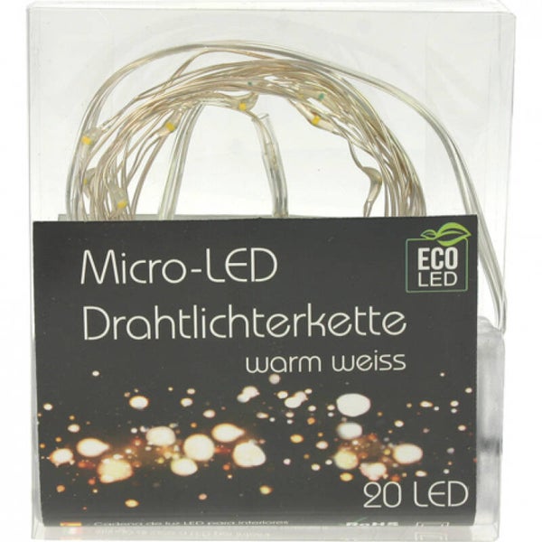 Led draad verlichting 20 LEDS of 40 Leds  . warm wit , op batterij met timer