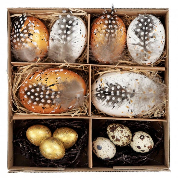 PAASEI DECORATIE BOX "NATURAL GOLD" set: 12 (prijs per set)