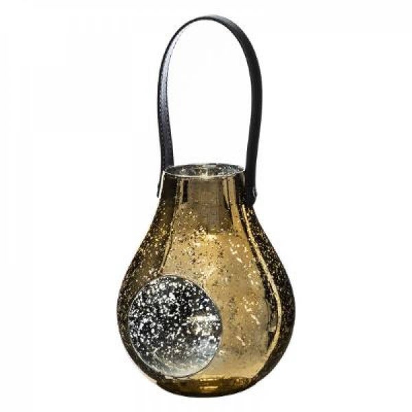 Windlicht / Lantaarn Goud gespikkeld - 18 cm Hoog
