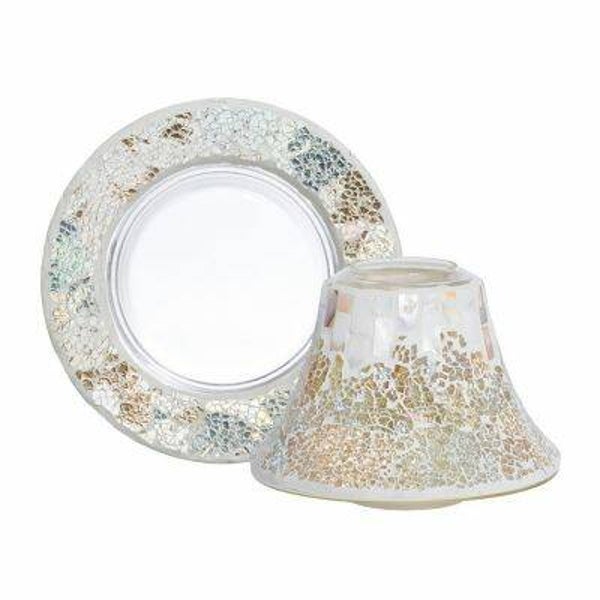 Yankee Candle Gold & Pearl Crackle Small Shade & Tray