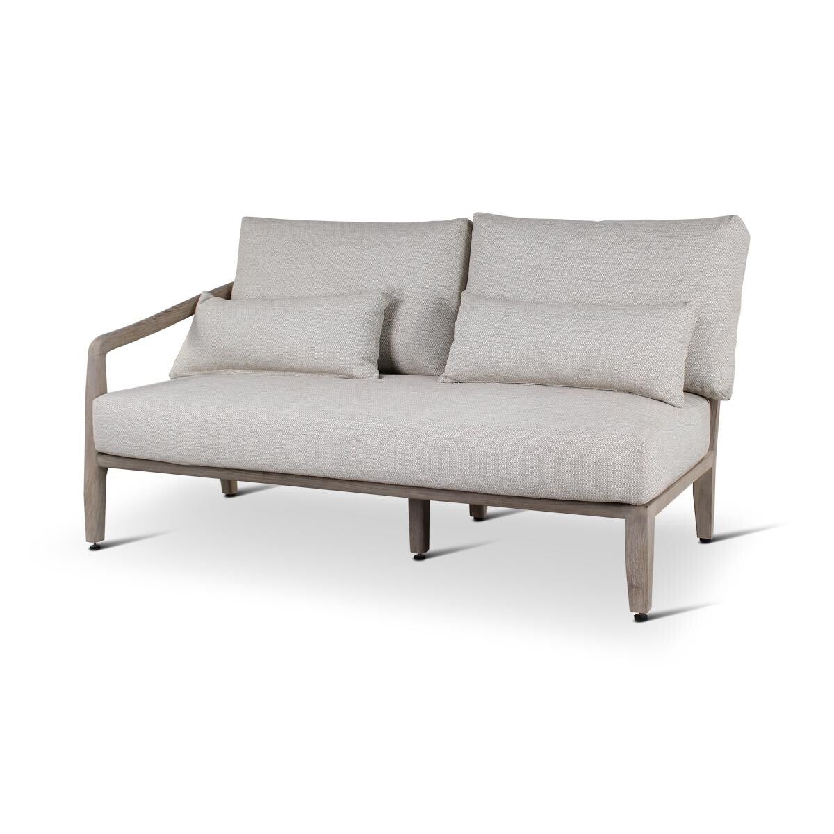 ANAIS zit links teak grey, beige weving incl kussenset beige