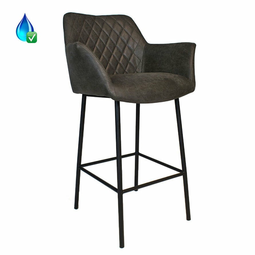 Barstoel Club b-home - antraciet eco-leer 78 cm