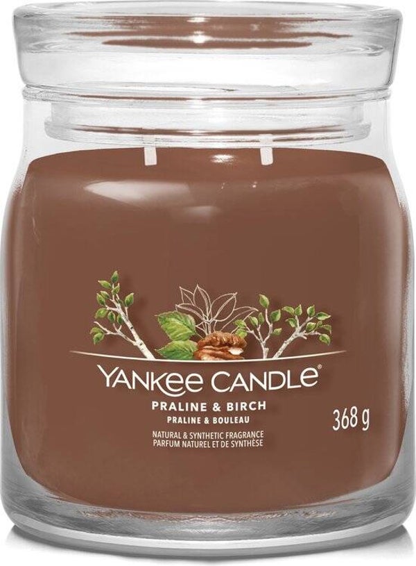Yankee Candle Praline & Birch Medium Geurkaars – 368 g – 2 Lonten