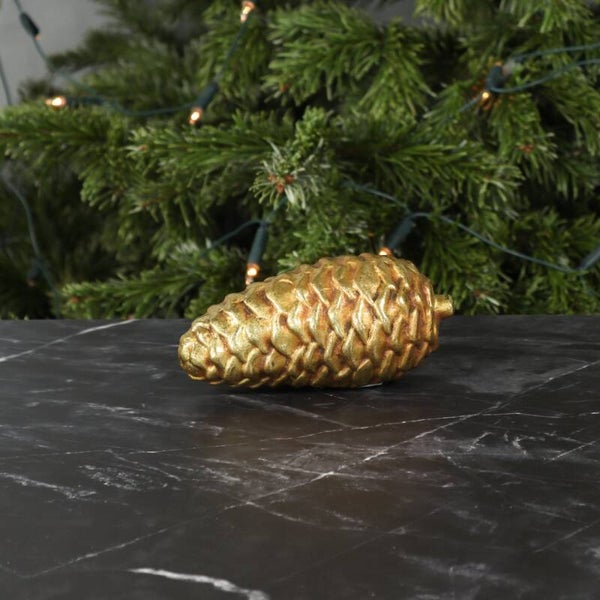 Keramische Dennenappel om te leggen, 16 x 7,8 x 7,8 cm, goud