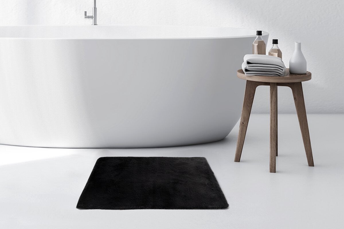 Kayoom - Hoogpolig Badkamer Tapijt - Wasbaar - Donkergrijs - 40 x 60cm - Antislip - Douchemat - Badmat - WC mat