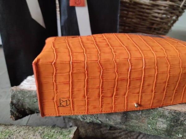 Hoes voor tissuebox in leder - Oranje
