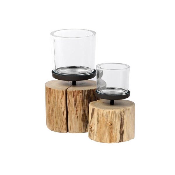 Eikenhouten Windlicht Lantern Oak Natural – 20 cm / 26 cm – Landelijk