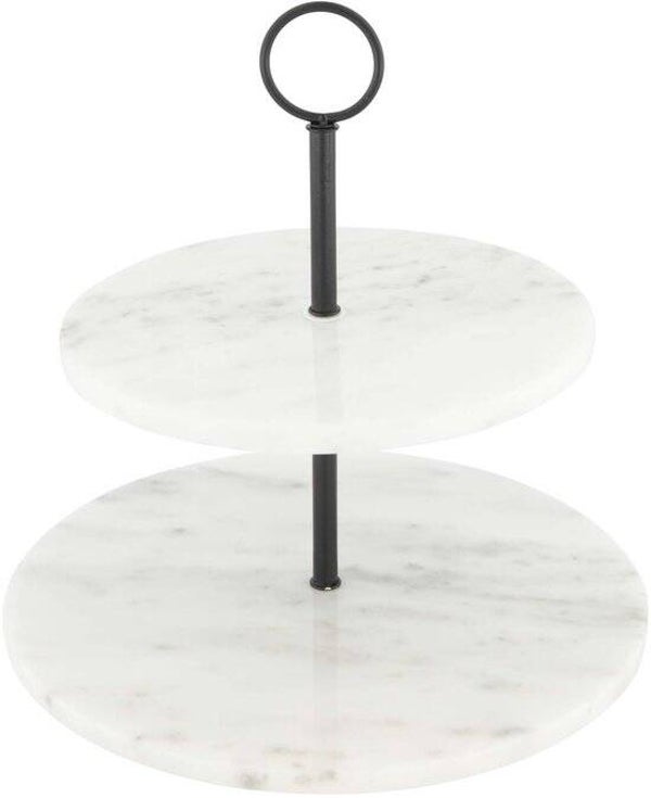 Etagère Rond Marmerlook – 2 Lagen – 25 x 25 x 26 cm