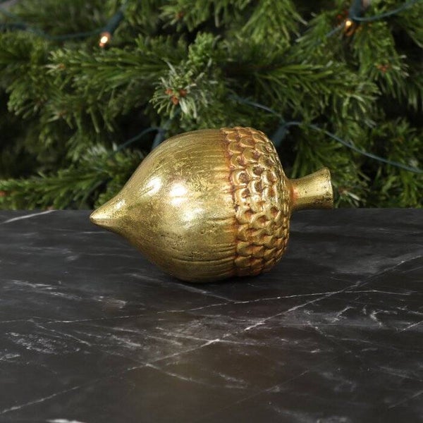 Keramische eikel om te leggen, 16 cm x 10 cm x 10,5 cm, goud