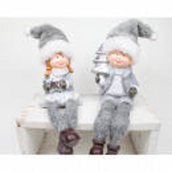 kinderpaar wit / grijs Bengel beentjes -  27x8cm