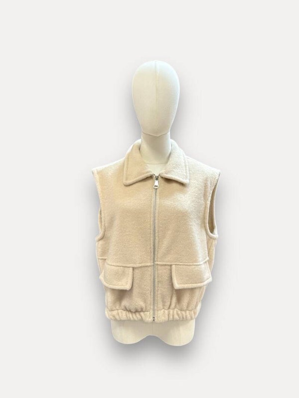 Gillet - Mouwloze Gillet Beige - Met rits - ONE SIZE