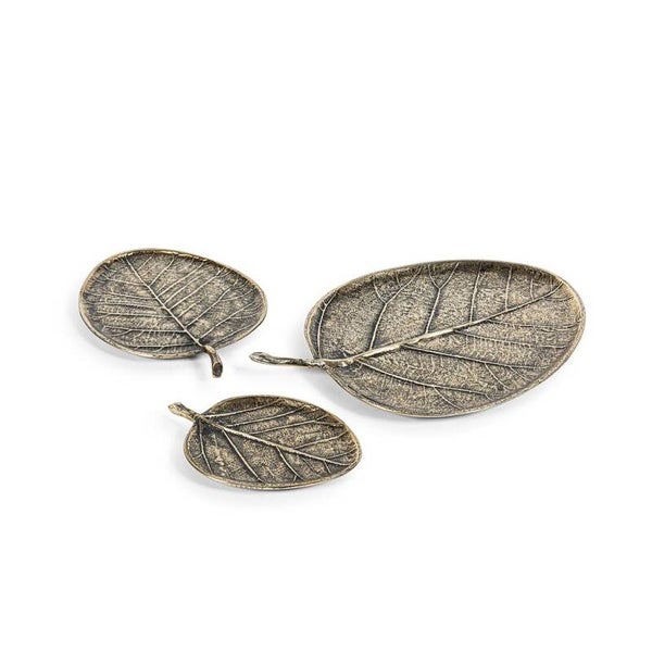 Decoratief bladvormig schaaltje - Leaf - metal - antique gold