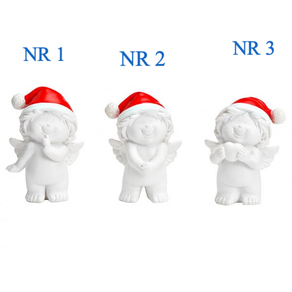 Engeltjes in poly - 3 schattige engelen met kerstmuts - Medium