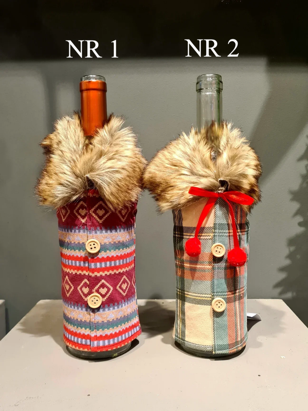 Wijnfles deco met pels