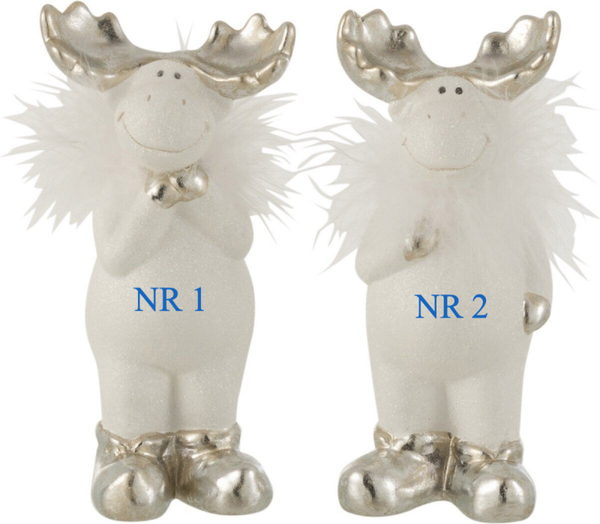J-Line Rendier Keramiek Wit/Zilver Small