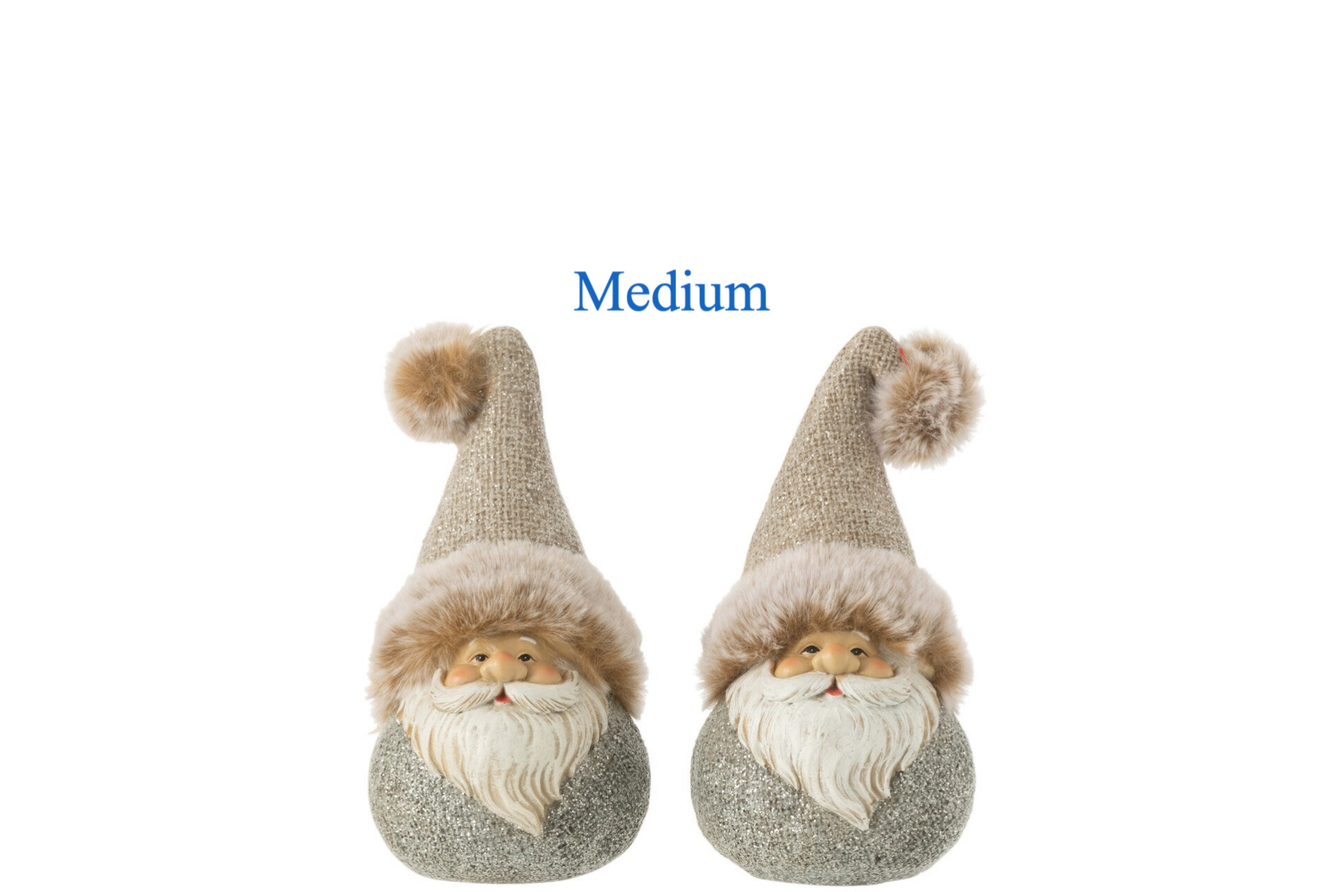 J-Line Kerstman Vacht + Glitter Poly Grijs/Bruin Small of Medium / set van 2 stuks