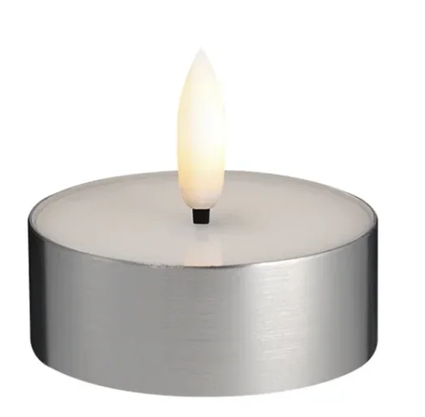 Moods & More Melted LED Maxi Waxinelichtje Zilver – Ø 6,3 × 2,5 cm