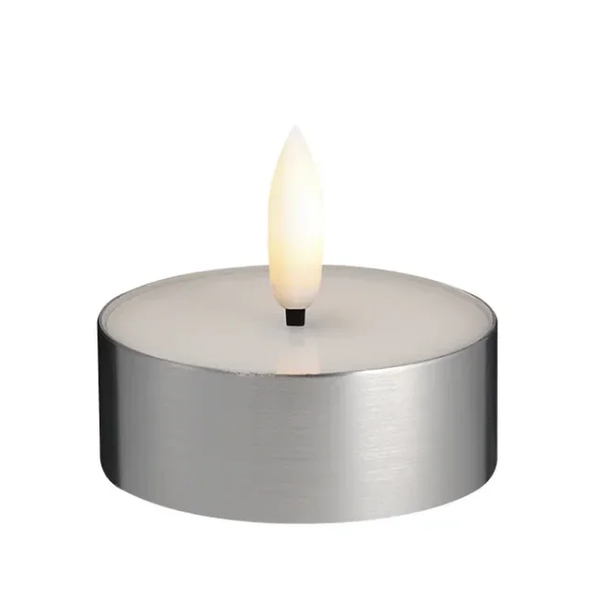 Moods & More Melted LED Waxinelichtje Zilver – Ø 6,3 × 2,5 cm