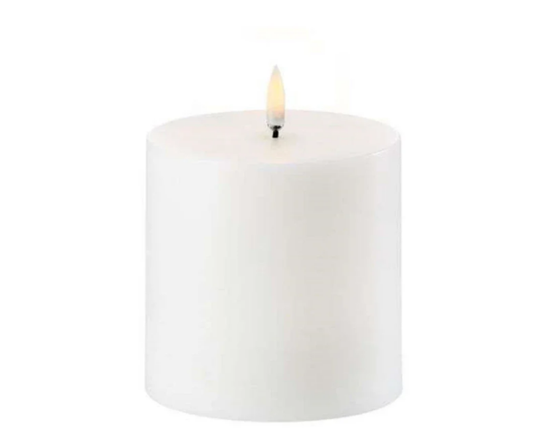 Uyuni LED Pillar Candle Nordic White – Ø10,1 x 10 cm – Realistische LED Kaars