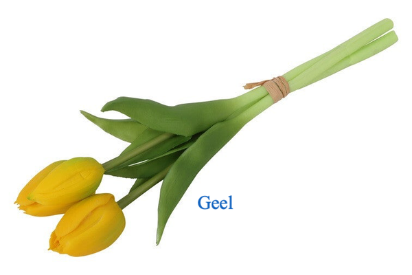 Kunst Boeket Tulpen  (3 stuks) – Hoogte 29 cm - Diverse kleuren