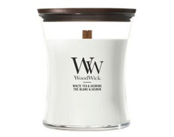 White Tea & Jasmine Medium Geurkaars – WoodWick
