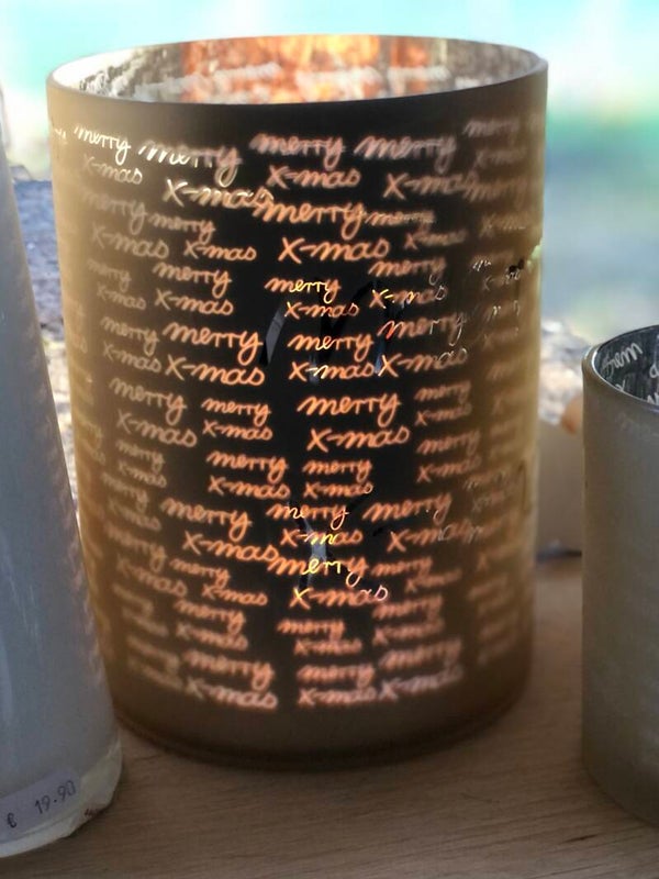 windlicht goud - Kerstdecoratie - Kerst sfeer verlichting -  h20xd10 - Merry X-mas - XL