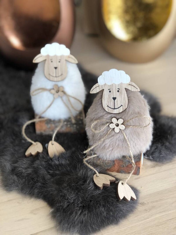 SCHAAP HOUT BENGELBEEN 7X5X13CM  - Set Van 2 stuks