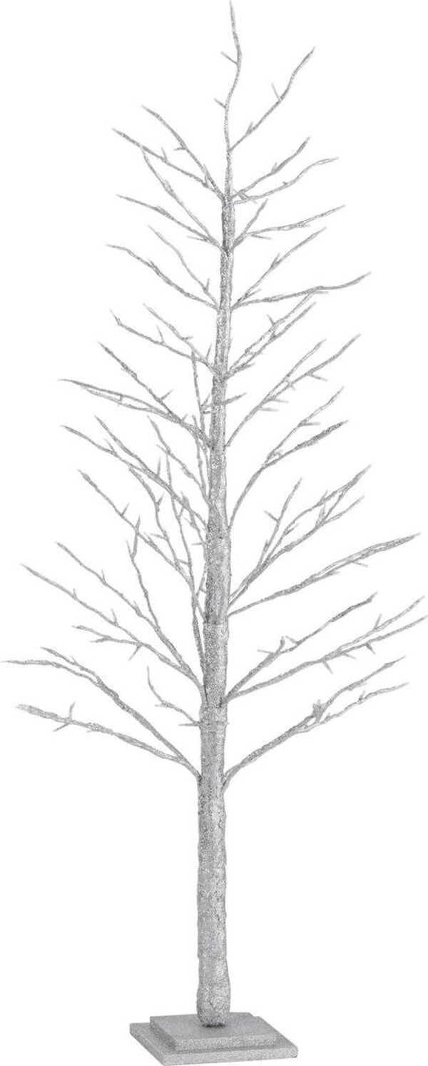J-Line Decoratieboom Kaal Glitter Zilver Medium – LED – 40 x 40 x 152 cm