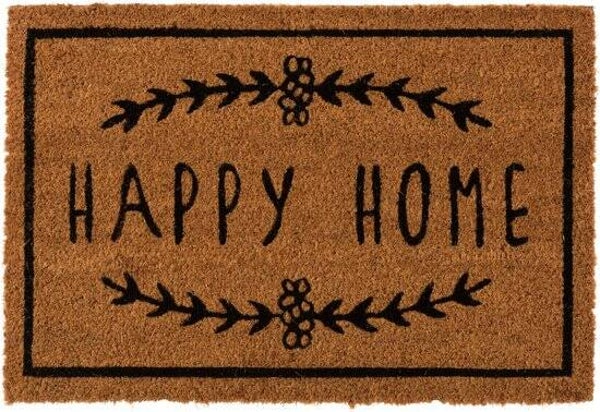 J-Line Deurmat Happy Home Kokos Naturel/Zwart