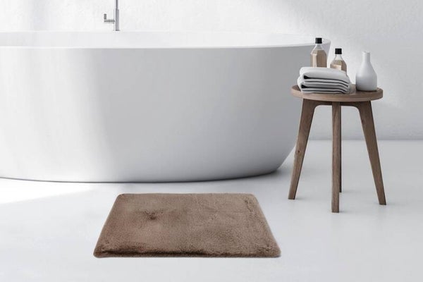 Badkamer Tapijt - Wasbaar - DonkerBeige - 50 x 90cm - Antislip - Douchemat - Badmat - WC mat - Badkamermat