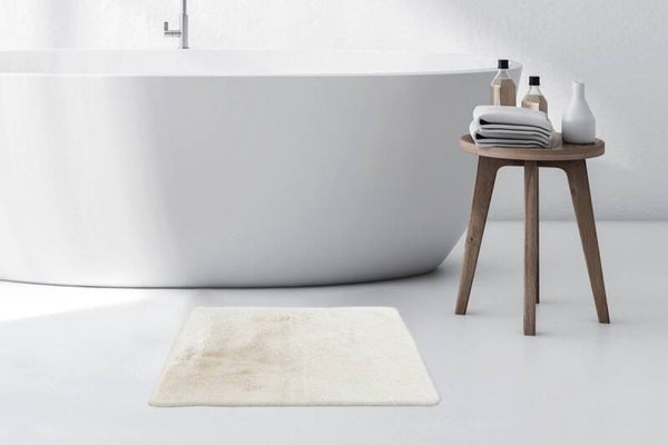 LIGHT Kayoom - Hoogpolig Badkamer Tapijt - Wasbaar - Wit - 40 x 60cm - Antislip - Douchemat - Badmat - WC mat - Badkamermat