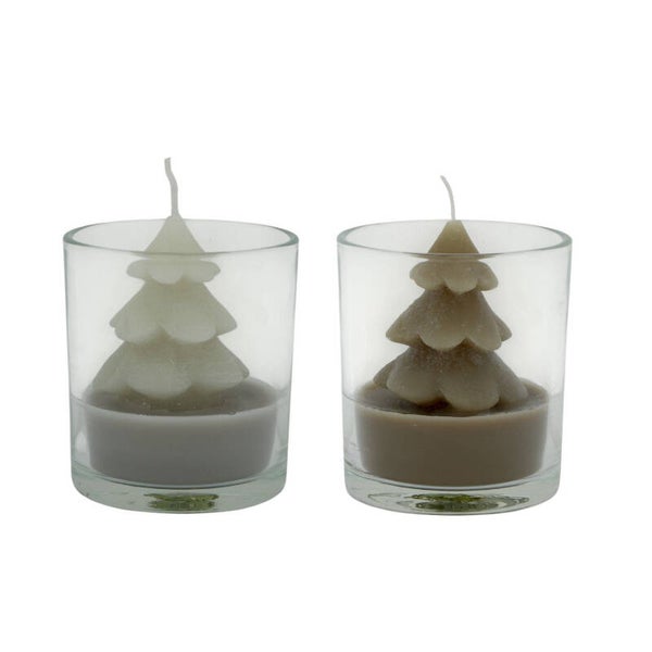 Kaars Tree Xmas Ass. 2 - 8,6 x 7,5 x 7,5 cm - 2 stuks