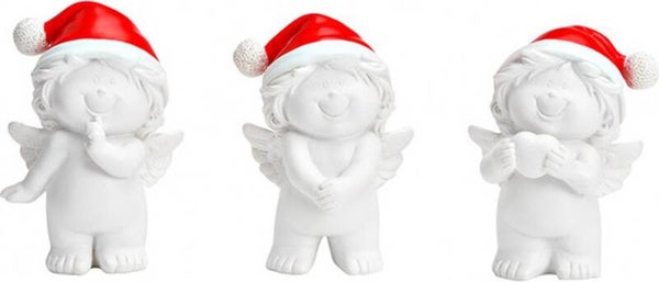 Kerstengelen met Kerstmuts – Set van 3 – 10 cm