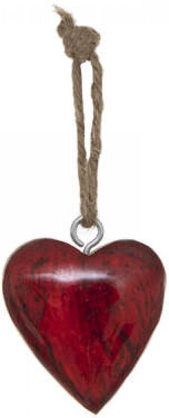 Houten Rode Hartjes - Kerstdecoratie houten hart