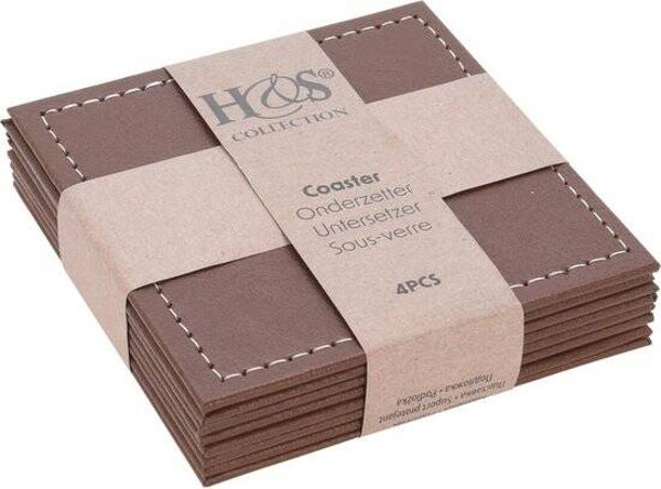 Onderzetterset kunstleer 4-delig 10x10cm