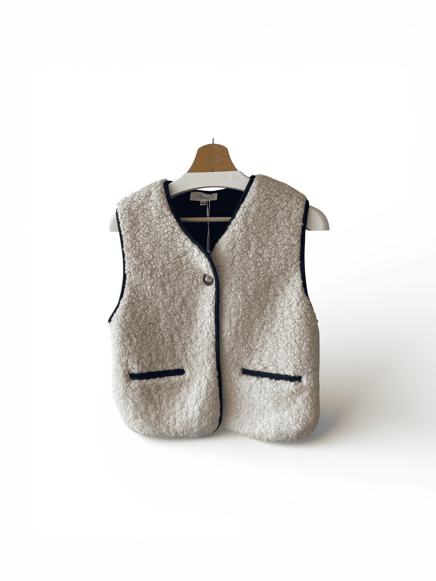 Mouwloos Teddy Vest Dames Blauw/Teddy – Omkeerbare Bodywarmer met V-hals – S/M  OF M/L