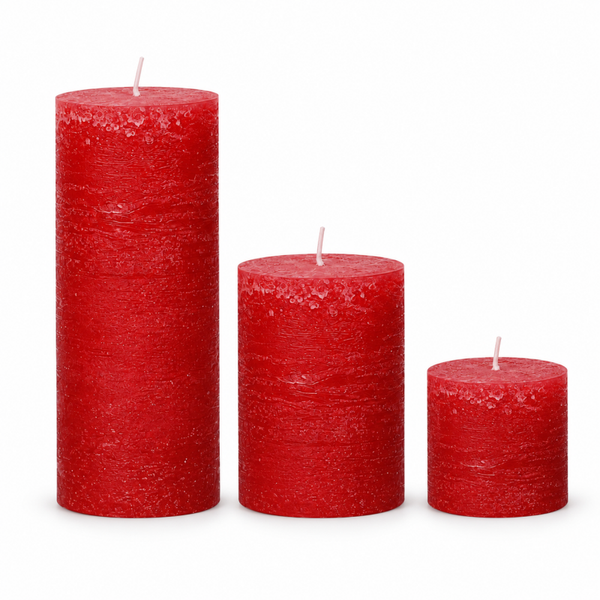 Rustieke Kaars Rood – Verkrijgbaar in 3 Formaten
