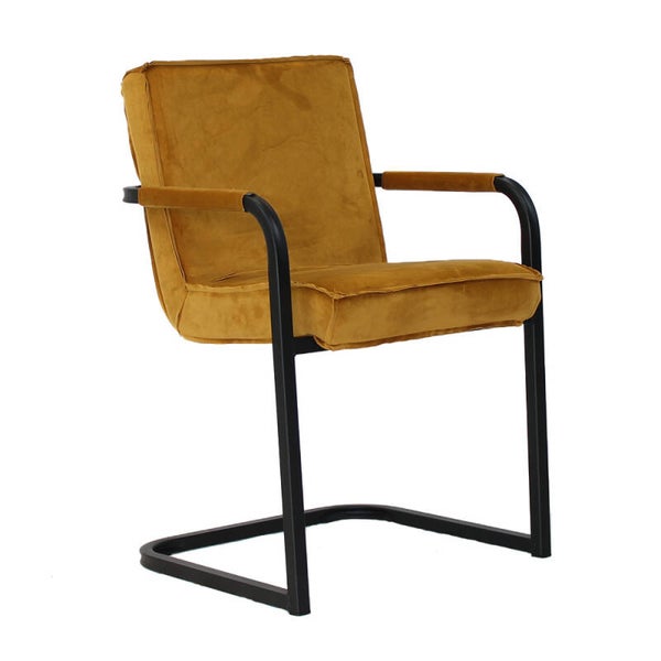 Eetkamerstoel Chloe velvet okergeel