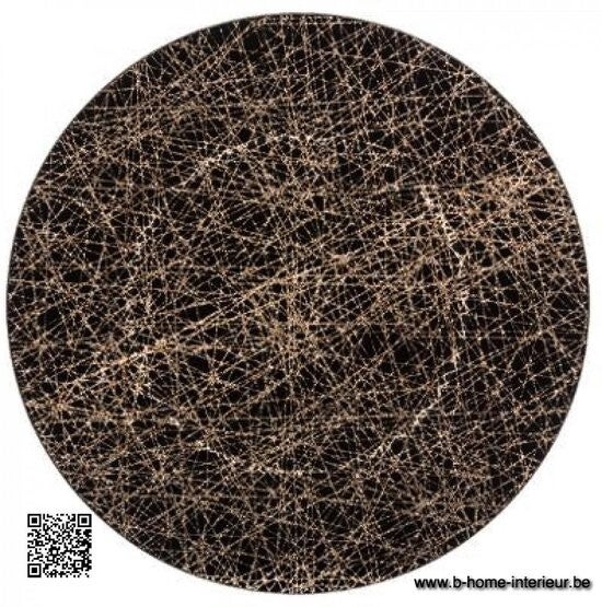 Decoratief onderbord zwart/goud - Ronde onderzet borden Zwart - goud met motief - 33 cm
