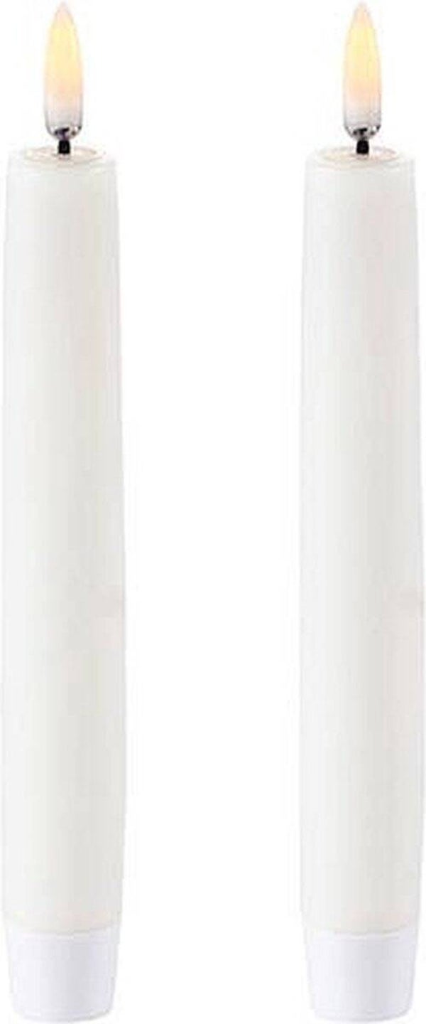 Uyuni Led Tafelkaars Wit- 2,3x15 cm - LED taper candle, Nordic white, Smooth - Set van 2