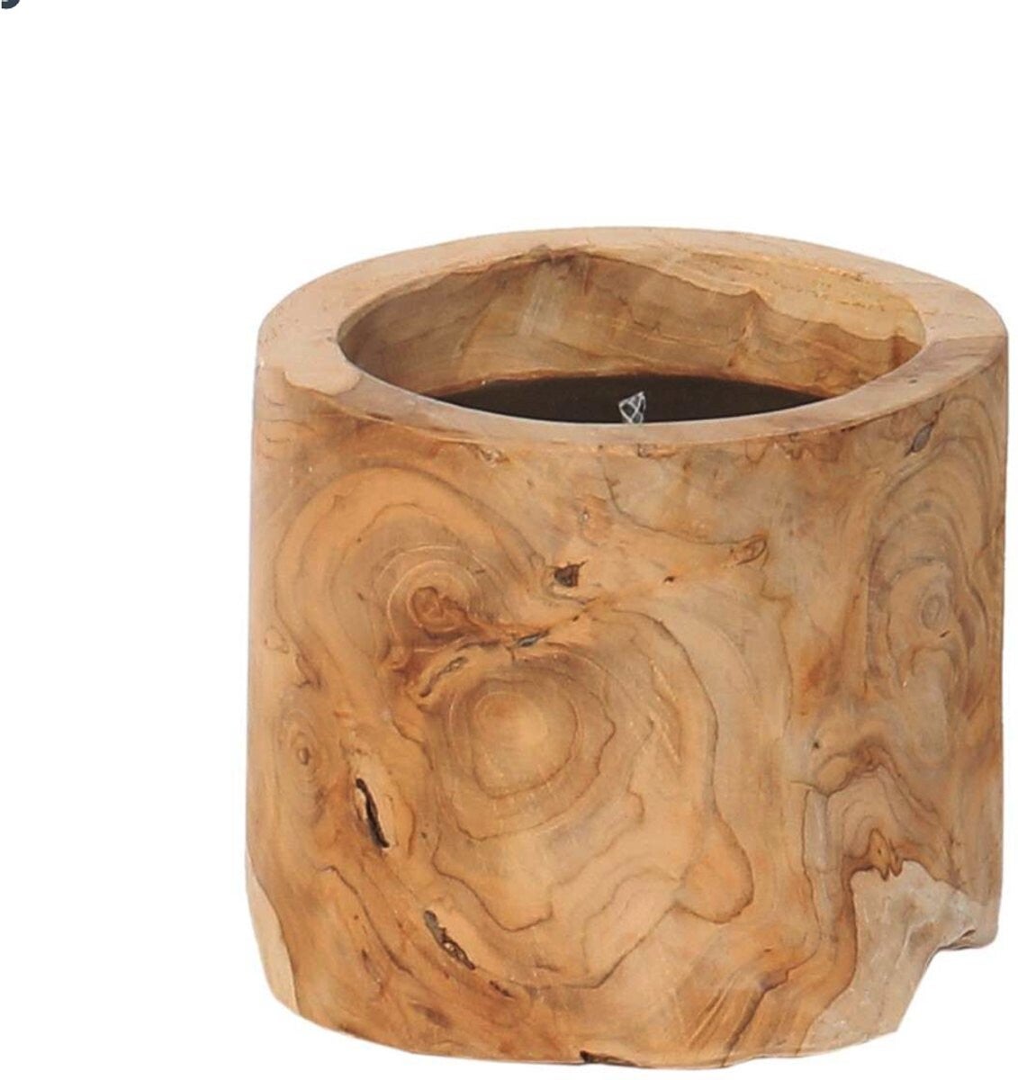 Teakhouten Buitenkaars Large – Kaars in Teakhouten Houder – 20 × 20 cm