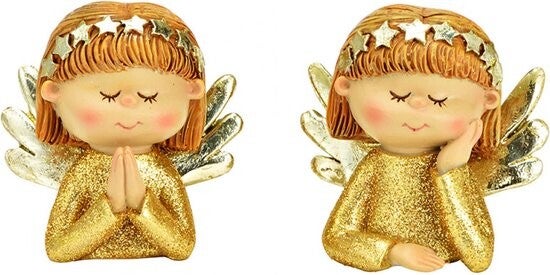 Engelen met glitter / goud - 2 Stuks