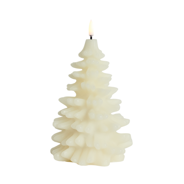 Uyuni LED Kerstboom Kaars Ivoor 11 x 18 cm – 3D Vlam