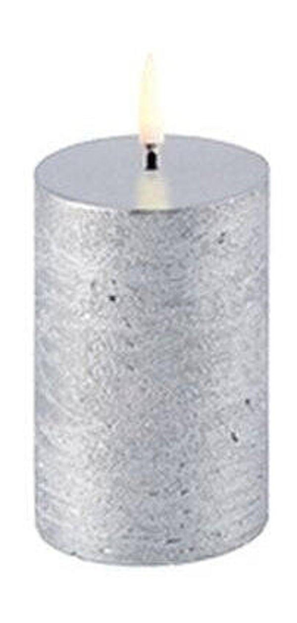 Led Kaars uyuni - Blokkaars Metallic Zilver - 5 x 7,5 cm
