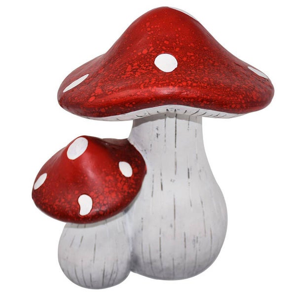 Decoratieve paddestoel - keramiek 16 cm rood