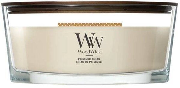 WoodWick Hearthwick Flame Ellipse Geurkaars Patchouli Crème | Tot 50 branduren