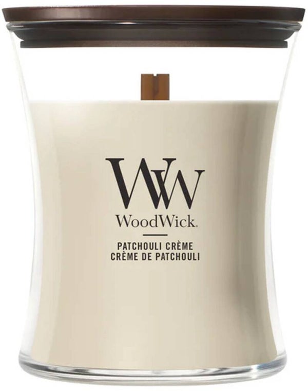 WoodWick Hourglass Medium Geurkaars Patchouli Crème | Tot 60 branduren