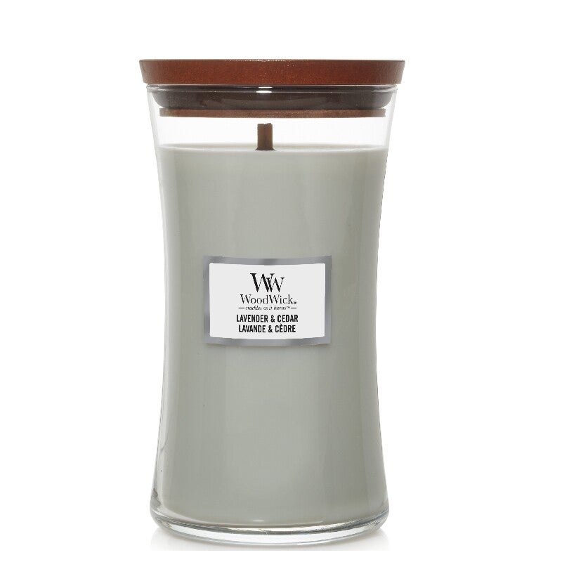 WoodWick Large Candle Lavender & Cedar – Luxe Geurkaars 110 uur