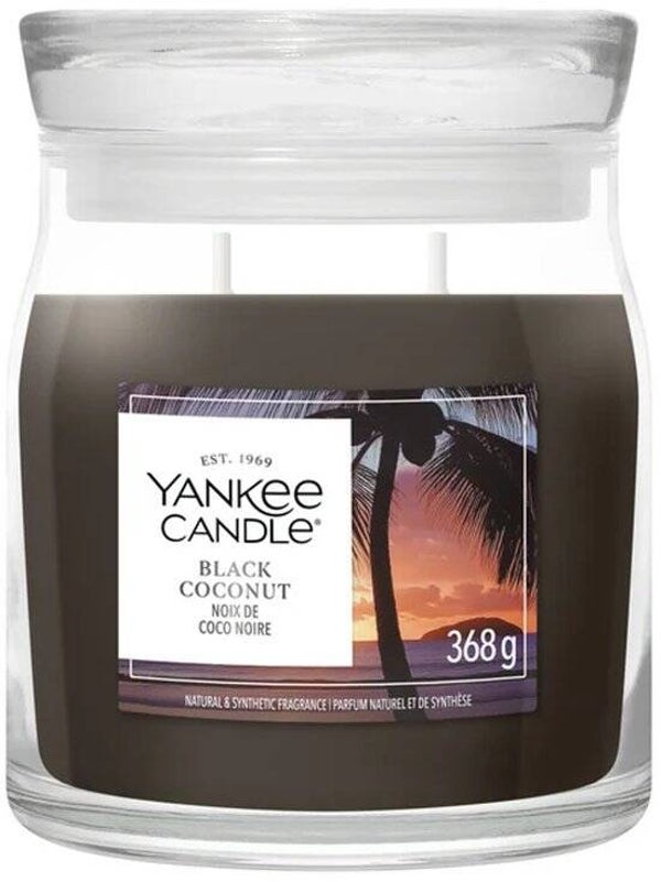 Yankee Candle Black Coconut Medium Geurkaars – 2 Lonten – Tot 50 Uur